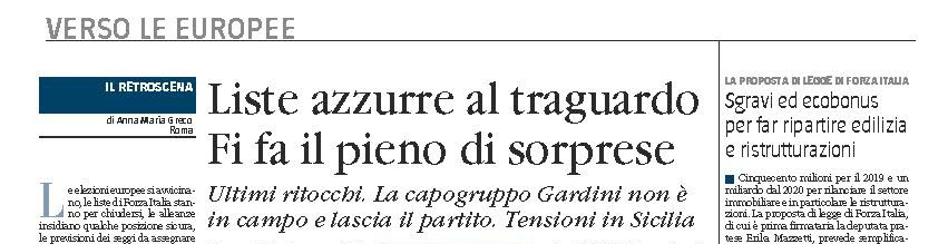 Europee 2019 – L’inizio della mia campagna sui quotidiani del 13 aprile